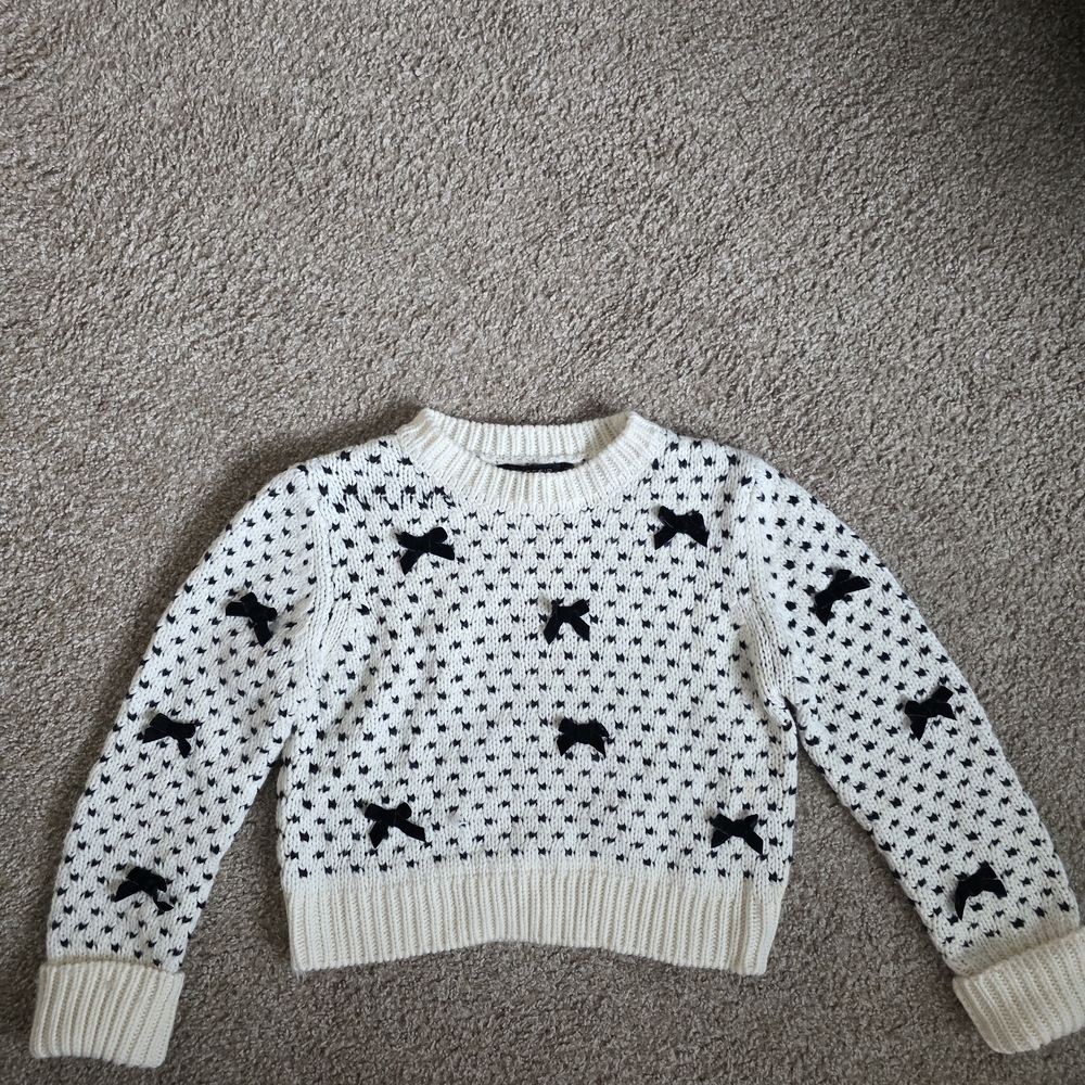 Elegant Cream and Black Patterned Sweater